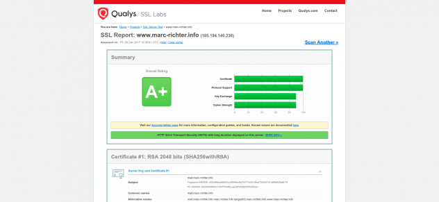 Qualys SSL Rank A+ (29.12.2017)