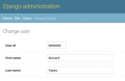 Django Admin Backend User Alucard