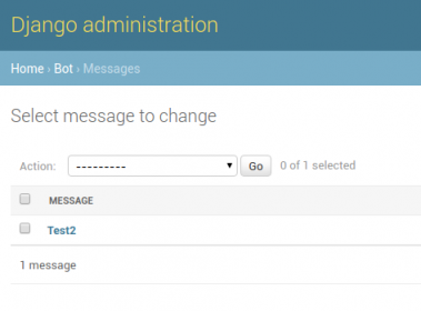 dtbot - Django's message table containing 1 record